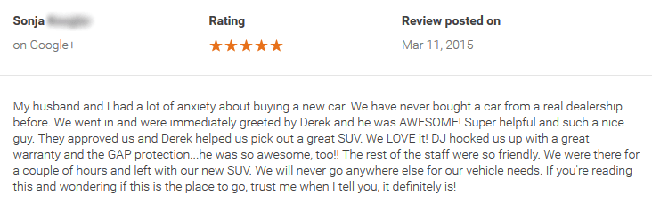 Sonja leaves review of Dave Arbogast
