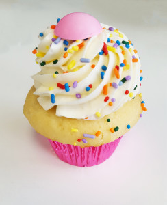Simply the Cupcake Store pink Celebration cupcake with sprinkles
