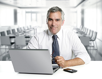 Businessman senior working interior modern office