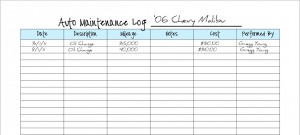keeping a vehicle maintenance